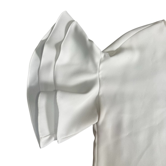 Zara Woman Elegant White Ruffle Short Sleeve Flowy Blouse, Size Small - Picture 9 of 11